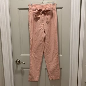 Pastel pink linen pants
